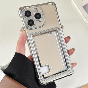 For iPhone 11 Pro Max Side Insert Card Slot Electroplated TPU Phone Case(White)