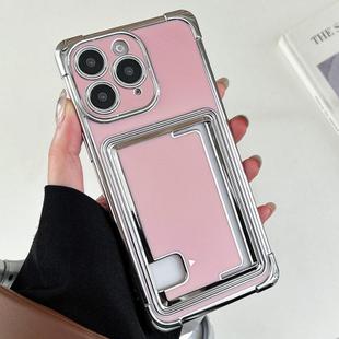 For iPhone 11 Pro Max Side Insert Card Slot Electroplated TPU Phone Case(Pink)
