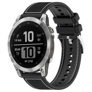 For Garmin Fenix 8/7/6/5 22mm xDfind Hybrid Nylon Braid Silicone Watch Band(Black)