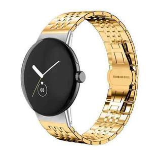 For Google Pixel Watch 3 / 2 / 1 41mm 20mm xDfind Seven-bead Solid Stainless Steel Watch Band(Gold)