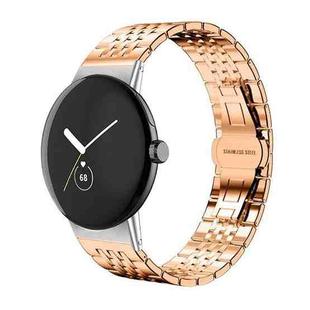 For Google Pixel Watch 3 / 2 / 1 41mm 20mm xDfind Seven-bead Solid Stainless Steel Watch Band(Rose Gold)