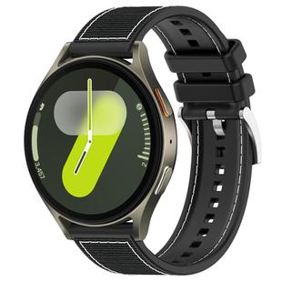 For Samsung Galaxy Watch 7 / 6 / 5 / FE 20mm xDfind Hybrid Nylon Braid Silicone Watch Band(Black)