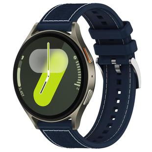 For Samsung Galaxy Watch 7 / 6 / 5 / FE 20mm xDfind Hybrid Nylon Braid Silicone Watch Band(Midnight Blue)