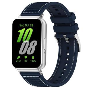 For Samsung Galaxy Fit3 SM-R390 20mm xDfind Hybrid Nylon Braid Silicone Watch Band(Midnight Blue)