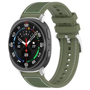 For Samsung Galaxy Watch Ultra 47mm 22mm xDfind Hybrid Nylon Braid Silicone Watch Band(Green)