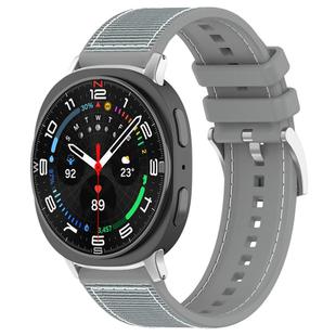 For Samsung Galaxy Watch Ultra 47mm 22mm xDfind Hybrid Nylon Braid Silicone Watch Band(Grey)