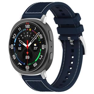 For Samsung Galaxy Watch Ultra 47mm 22mm xDfind Hybrid Nylon Braid Silicone Watch Band(Midnight Blue)