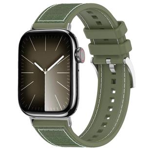 For Apple Watch 42 / 44 / 45 / 46 / 49mm 22mm xDfind Hybrid Nylon Braid Silicone Watch Band(Green)