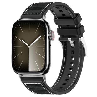 For Apple Watch 38 / 40 / 41 / S10 42mm 20mm xDfind Hybrid Nylon Braid Silicone Watch Band(Black)