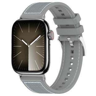 For Apple Watch 38 / 40 / 41 / S10 42mm 20mm xDfind Hybrid Nylon Braid Silicone Watch Band(Grey)
