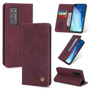 For Huawei P40 POLA 008 Series Retro Classic Magnetic Horizontal Flip Leather Case with Holder & Card Slots(Red)