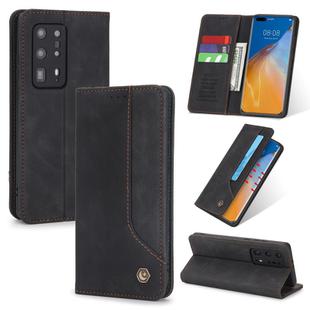For Huawei P40 Pro+ POLA 008 Series Retro Classic Magnetic Horizontal Flip Leather Case with Holder & Card Slots(Black)