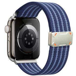 For Apple Watch 46mm / 49mm / 45mm / 44mm Mecha Armor Magnetic Buckle Nylon Watch Band(Blue)