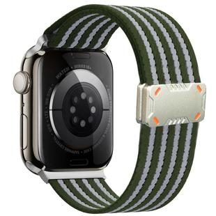 For Apple Watch 46mm / 49mm / 45mm / 44mm Mecha Armor Magnetic Buckle Nylon Watch Band(Green)