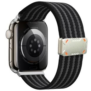 For Apple Watch 42mm / 41mm / 40mm / 38mm Mecha Armor Magnetic Buckle Nylon Watch Band(Black)