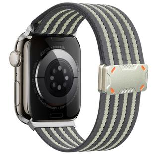 For Apple Watch 42mm / 41mm / 40mm / 38mm Mecha Armor Magnetic Buckle Nylon Watch Band(Grey)