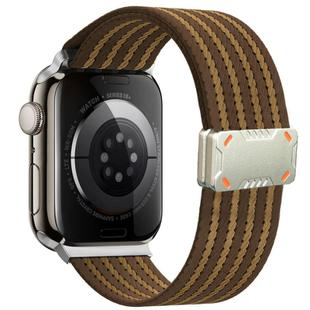 For Apple Watch 42mm / 41mm / 40mm / 38mm Mecha Armor Magnetic Buckle Nylon Watch Band(Brown)