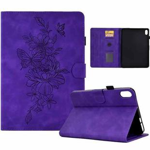 For Xiaomi Redmi Pad 2 Peony Butterfly Embossed Leather Smart Tablet Case(Purple)