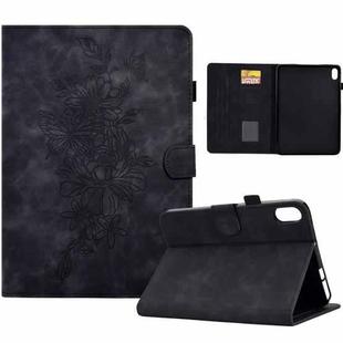 For Xiaomi Redmi Pad 2 Peony Butterfly Embossed Leather Smart Tablet Case(Black)