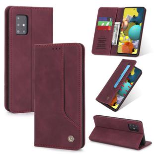 For Samsung Galaxy A51 5G POLA 008 Series Retro Classic Magnetic Horizontal Flip Leather Case with Holder & Card Slots(Red)
