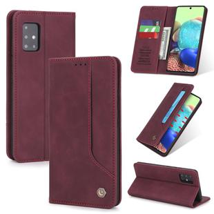 For Samsung Galaxy A71 5G POLA 008 Series Retro Classic Magnetic Horizontal Flip Leather Case with Holder & Card Slots(Red)