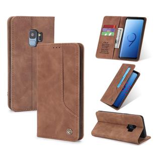 For Samsung Galaxy S9 POLA 008 Series Retro Classic Magnetic Horizontal Flip Leather Case with Holder & Card Slots(Brown)