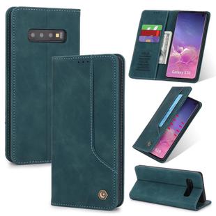 For Samsung Galaxy S10 POLA 008 Series Retro Classic Magnetic Horizontal Flip Leather Case with Holder & Card Slots(Blue)