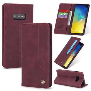 For Samsung Galaxy S10e POLA 008 Series Retro Classic Magnetic Horizontal Flip Leather Case with Holder & Card Slots(Red)