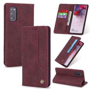 For Samsung Galaxy S20 POLA 008 Series Retro Classic Magnetic Horizontal Flip Leather Case with Holder & Card Slots(Red)