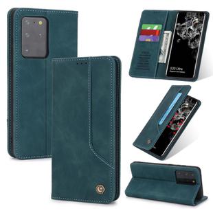 For Samsung Galaxy S20 Ultra POLA 008 Series Retro Classic Magnetic Horizontal Flip Leather Case with Holder & Card Slots(Blue)