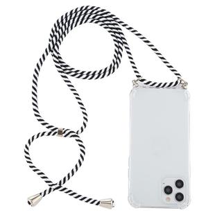 For iPhone 12 Pro Max Four-Corner Shockproof Transparent TPU Case with Lanyard(Zebra)