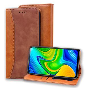 For Xiaomi Redmi Note 9 Business Stitching Horizontal Flip Leather Case with Double Folding & Bracket & Card Slots & Photo Frame & Wallet(Brown)