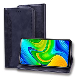 For Xiaomi Redmi Note 9 Business Stitching Horizontal Flip Leather Case with Double Folding & Bracket & Card Slots & Photo Frame & Wallet(Black)