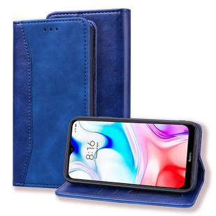 For Xiaomi Redmi 8 Business Stitching Horizontal Flip Leather Case with Double Folding & Bracket & Card Slots & Photo Frame & Wallet(Royal Blue)