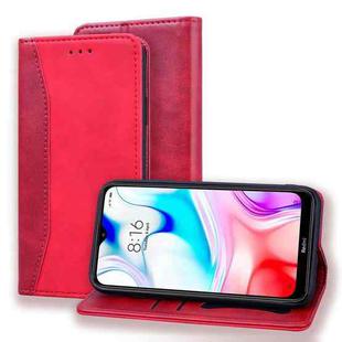 For Xiaomi Redmi 8A Business Stitching Horizontal Flip Leather Case with Double Folding & Bracket & Card Slots & Photo Frame & Wallet(Red)