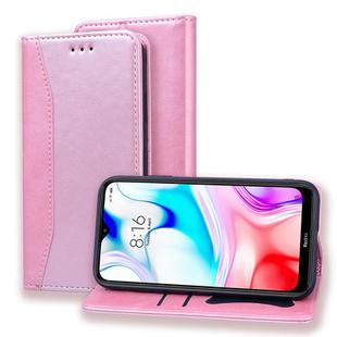 For Xiaomi Redmi 8A Business Stitching Horizontal Flip Leather Case with Double Folding & Bracket & Card Slots & Photo Frame & Wallet(Rose Gold)
