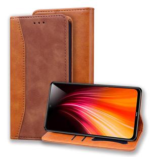 For Xiaomi Redmi Note 8 Business Stitching Horizontal Flip Leather Case with Double Folding & Bracket & Card Slots & Photo Frame & Wallet(Brown)