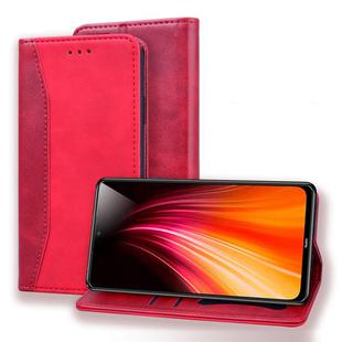 For Xiaomi Redmi Note 8 Business Stitching Horizontal Flip Leather Case with Double Folding & Bracket & Card Slots & Photo Frame & Wallet(Red)