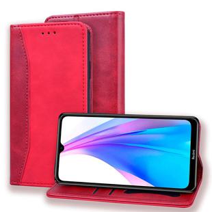 For Xiaomi Redmi Note 8T Business Stitching Horizontal Flip Leather Case with Double Folding & Bracket & Card Slots & Photo Frame & Wallet(Red)