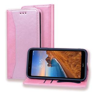 For Xiaomi Redmi 7A Business Stitching Horizontal Flip Leather Case with Double Folding & Bracket & Card Slots & Photo Frame & Wallet(Rose Gold)