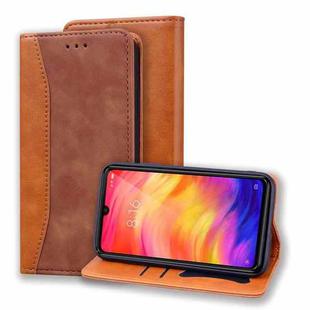 For Xiaomi Redmi Note 7 / Note 7 Pro Business Stitching Horizontal Flip Leather Case with Double Folding & Bracket & Card Slots & Photo Frame & Wallet(Brown)