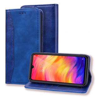 For Xiaomi Redmi Note 7 / Note 7 Pro Business Stitching Horizontal Flip Leather Case with Double Folding & Bracket & Card Slots & Photo Frame & Wallet(Royal Blue)