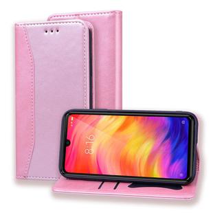 For Xiaomi Redmi Note 7 / Note 7 Pro Business Stitching Horizontal Flip Leather Case with Double Folding & Bracket & Card Slots & Photo Frame & Wallet(Rose Gold)