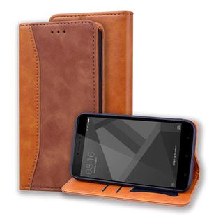 For Xiaomi Redmi 4X Business Stitching Horizontal Flip Leather Case with Double Folding & Bracket & Card Slots & Photo Frame & Wallet(Brown)