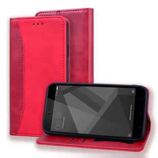 For Xiaomi Redmi 4X Business Stitching Horizontal Flip Leather Case with Double Folding & Bracket & Card Slots & Photo Frame & Wallet(Red)