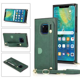 For Huawei Mate 20 Pro Wrist Strap PU+TPU Shockproof Protective Case with Crossbody Lanyard & Holder & Card Slot(Green)
