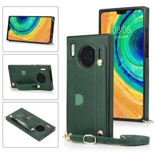 For Huawei Mate 30 Wrist Strap PU+TPU Shockproof Protective Case with Crossbody Lanyard & Holder & Card Slot(Green)