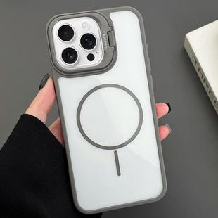 For iPhone 16 Pro Max PC Lens Holder MagSafe Magnetic Phone Case(Grey)
