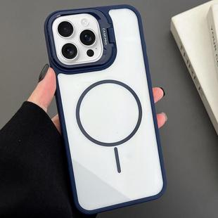 For iPhone 16 Pro Max PC Lens Holder MagSafe Magnetic Phone Case(Blue)