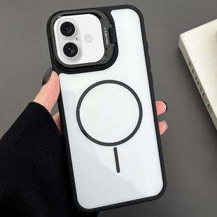 For iPhone 16 Plus PC Lens Holder MagSafe Magnetic Phone Case(Black)